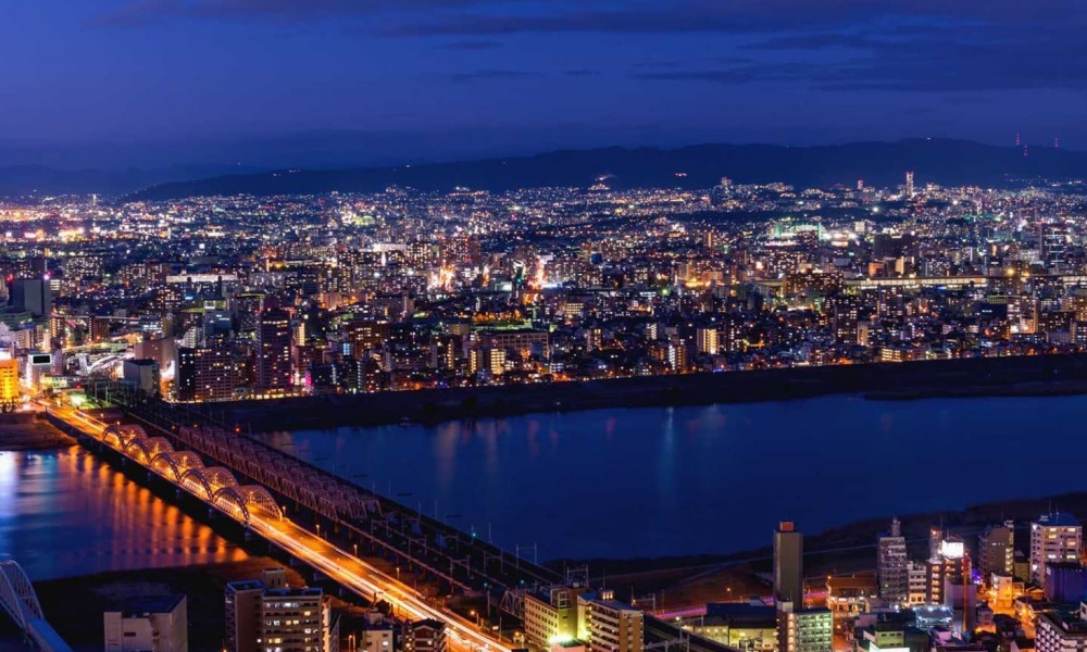 ヘリコプターからの夜景　画像